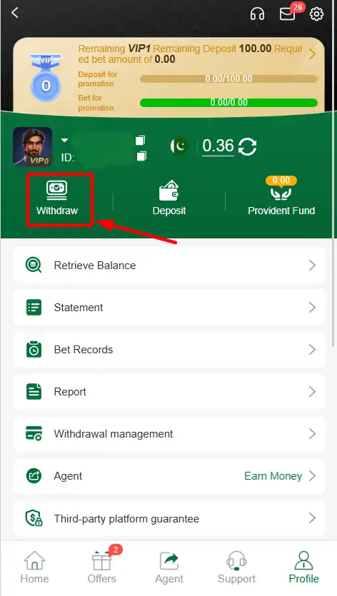Steps to Withdraw Money from XP786 APP
